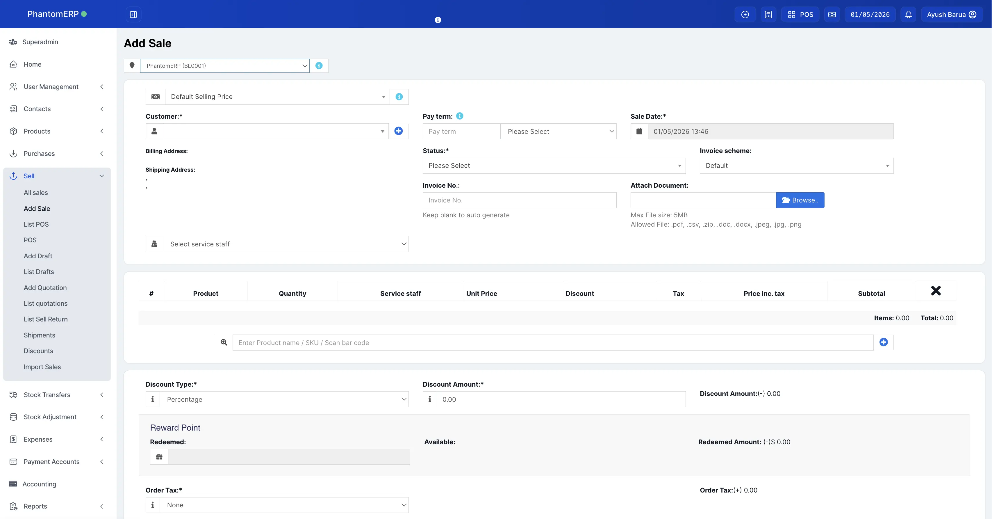 Sales screen: quotes, orders, invoices, and customer activity